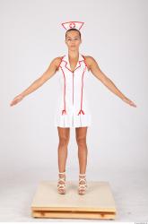 Whole Body Woman White Uniform Slim Studio photo references